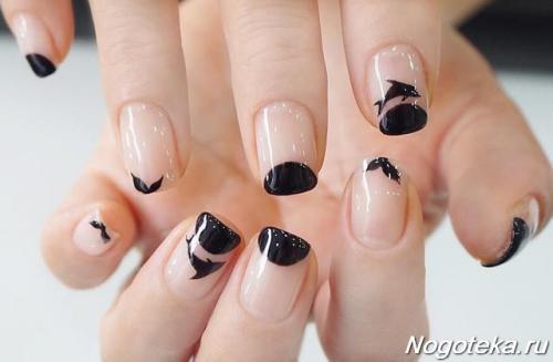 Френч черный со стразами. Дизайн ногтей со стразами: новинки 2019 09