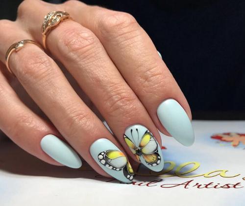 Маникюр с бабочкой 2019. Весенний маникюр. Новые дизайны за апрель 2019