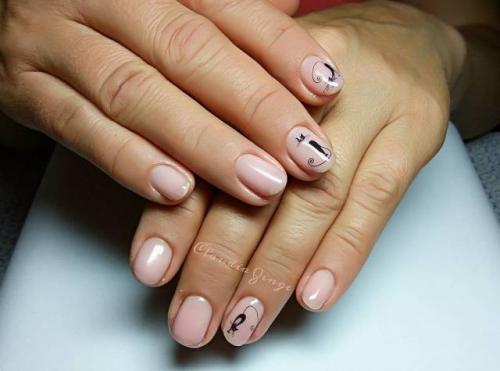 Маникюр с кошками на ногтях