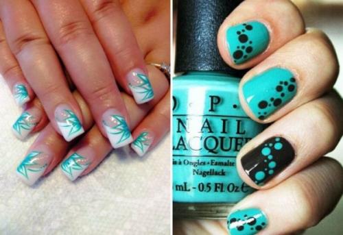 Бирюзовый с черным маникюр 2019 модные. Бирюзовый маникюр: новинки фото ногтей с гель-лаком