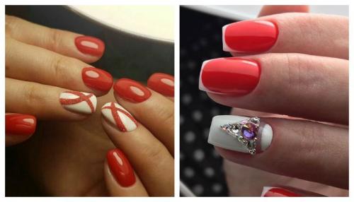 Маникюр красный с белым и черным. Красные ногти: сочетание цветов