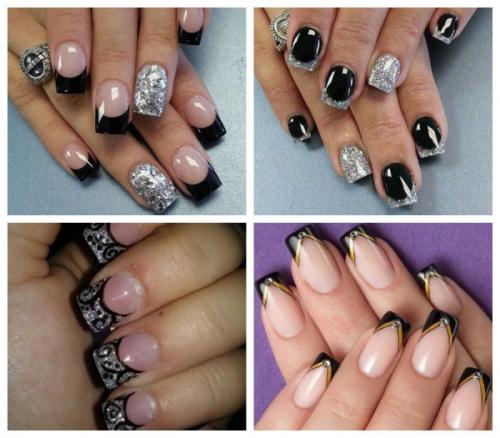 Черный френч с блестками. Удачные идеи цветового решения