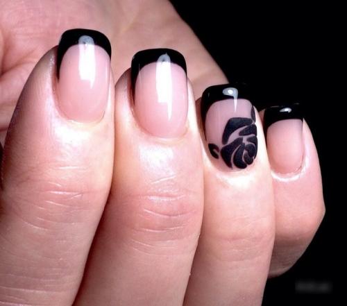 Френч черный с белым. Дизайн ногтей с черным френчем