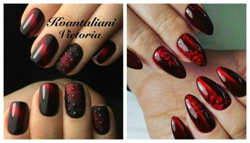 Маникюр красный с белым и черным. Красные ногти: сочетание цветов