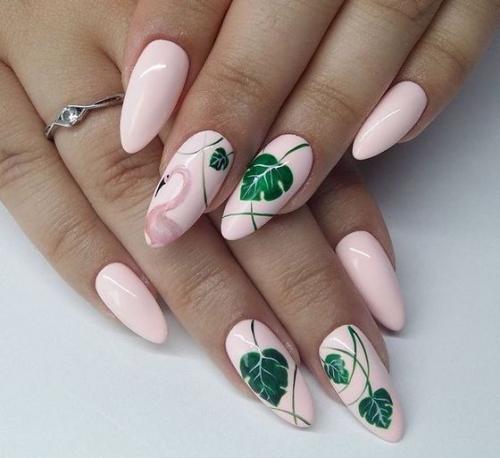 Красивый маникюр на море. Морской маникюр с тропическими цветами