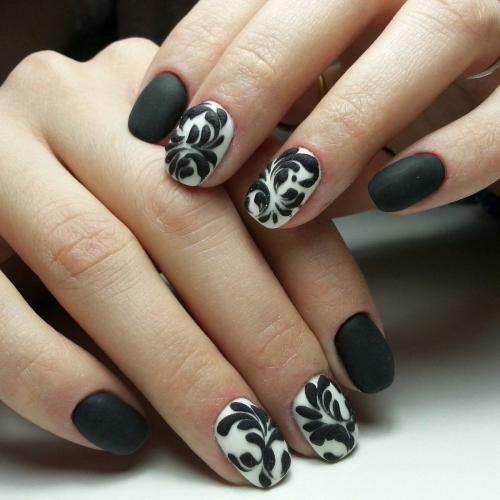 Черный маникюр матовый. Лучшие комбинации черного матового лака