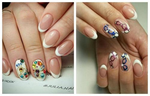 Маникюр белый френч со стразами. Дизайн ногтей со стразами: новинки 2019