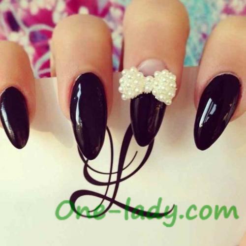 Синий маникюр с бантиками. Идеи маникюра с бантиками