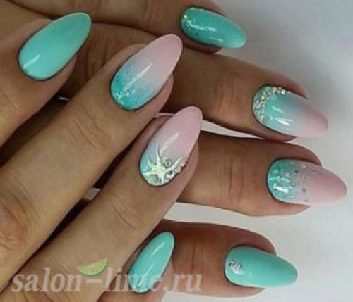 Черный с бирюзовым маникюр на короткие ногти. Модные тенденции бирюзового маникюра в цветовых сочетаниях