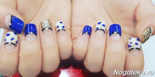 Френч со стразами синий. Дизайн ногтей со стразами: новинки 2019 07 Френч со стразами синий. Дизайн ногтей со стразами: новинки 2019 07