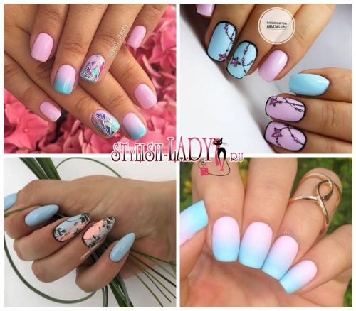 Маникюр с голубым и розовым лаком. Розовый или голубой? Не нужно выбирать! Весенний розово-голубой маникюр