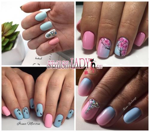 Маникюр с голубым и розовым лаком. Розовый или голубой? Не нужно выбирать! Весенний розово-голубой маникюр