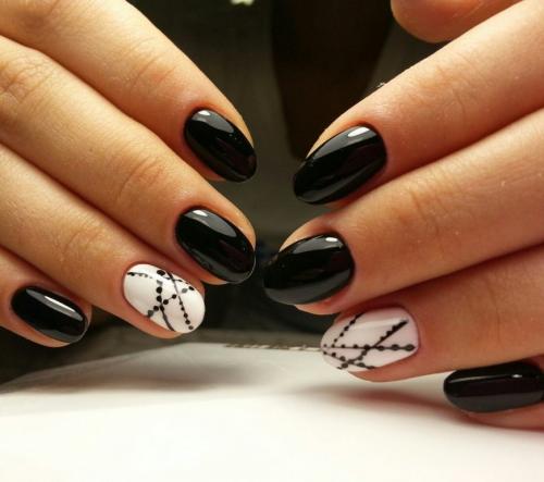 Черно белый маникюр геометрия. Маникюр геометрия на короткие ногти модные тенденции 19