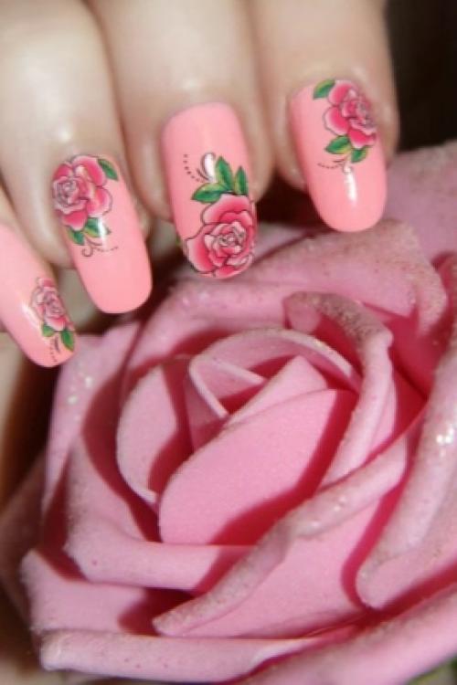 Дизайн ногтей с розами. Маникюр с розами