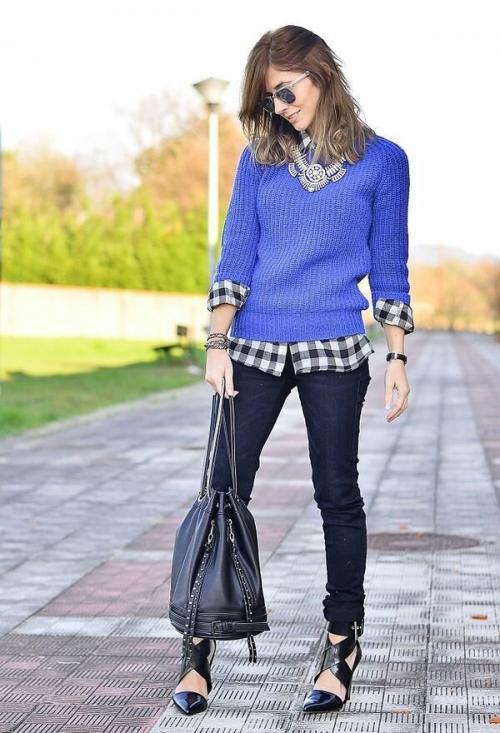 Как носить рубашку под свитером. Как стильно носить рубашку со свитером