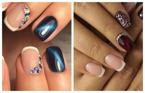 Белый французский маникюр со стразами. Дизайн ногтей со стразами: новинки 2019