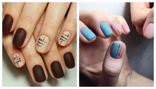 Матовый с глянцевым маникюр. Как сделать матовый маникюр: 2 популярные техники
