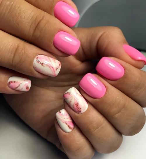 Маникюр белый и розовый. Варианты сочетаний