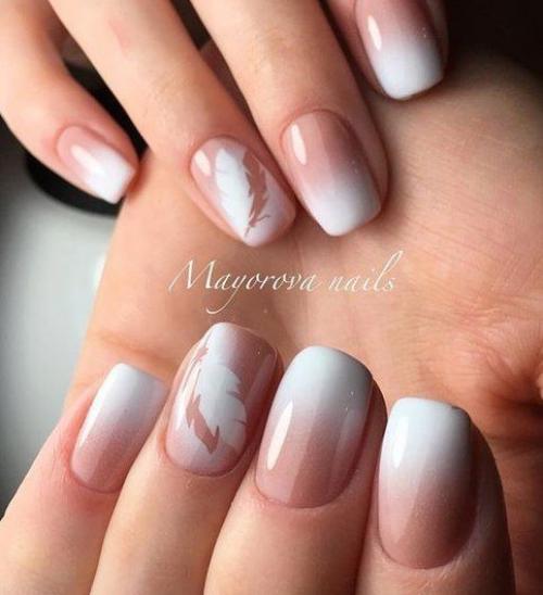 Бежевый маникюр с рисунком. С БЕЛЫМ ЛАКОМ.