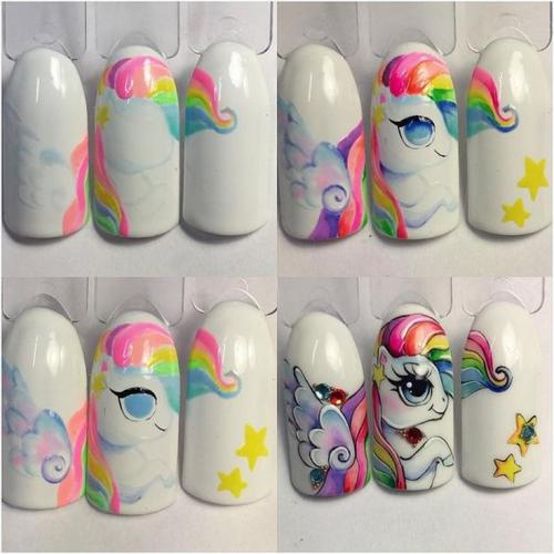 Детский маникюр единорог. Единорог на ногтях: поэтапная инструкция