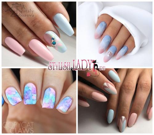 Маникюр с голубым и розовым лаком. Розовый или голубой? Не нужно выбирать! Весенний розово-голубой маникюр