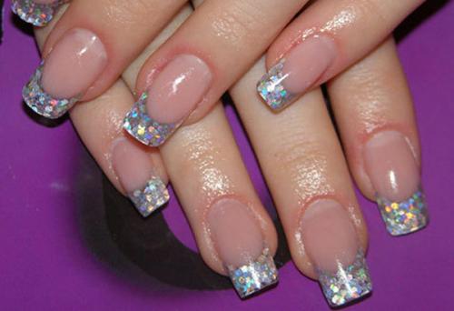 Нежный френч с блестками. Сверкающий френч с блестками: фото идеи маникюра + видео