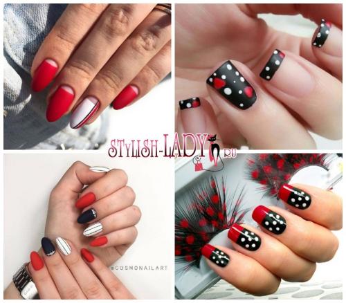 Маникюр красный с белым и черным. Красное, черное и немного белого. 60 идей с необычным сочетанием в маникюре