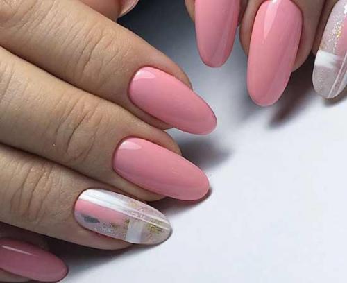 Розовый маникюр с блестками на безымянном пальце. Розовый маникюр с акцентом на безымянный палец: воплощение нежности