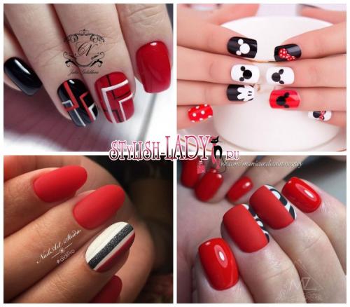 Маникюр красный с белым и черным. Красное, черное и немного белого. 60 идей с необычным сочетанием в маникюре