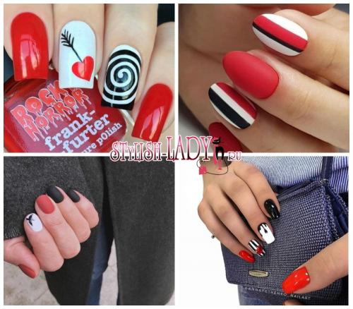 Маникюр красный с белым и черным. Красное, черное и немного белого. 60 идей с необычным сочетанием в маникюре