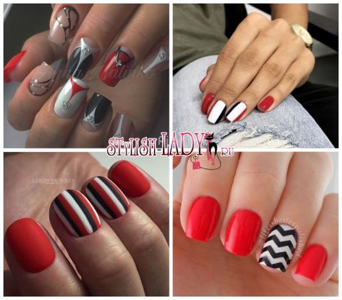 Маникюр красный с белым и черным. Красное, черное и немного белого. 60 идей с необычным сочетанием в маникюре