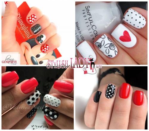 Маникюр красный с белым и черным. Красное, черное и немного белого. 60 идей с необычным сочетанием в маникюре