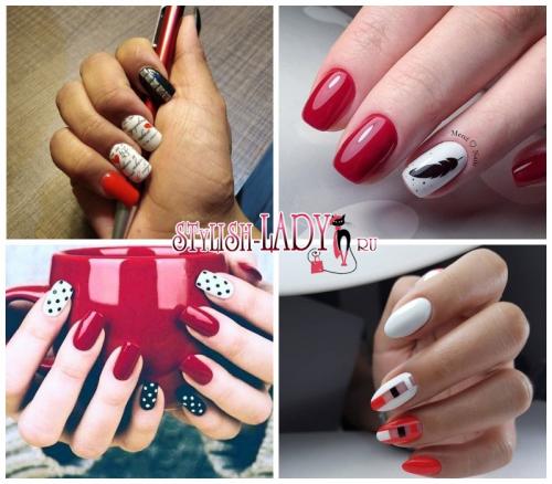 Маникюр красный с белым и черным. Красное, черное и немного белого. 60 идей с необычным сочетанием в маникюре