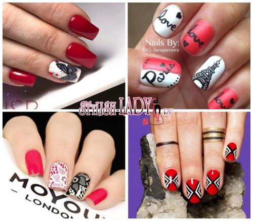Маникюр красный с белым и черным. Красное, черное и немного белого. 60 идей с необычным сочетанием в маникюре