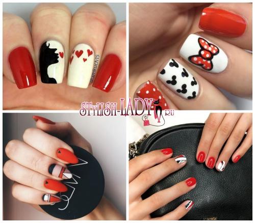 Маникюр красный с белым и черным. Красное, черное и немного белого. 60 идей с необычным сочетанием в маникюре