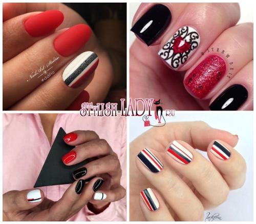 Маникюр красный с белым и черным. Красное, черное и немного белого. 60 идей с необычным сочетанием в маникюре