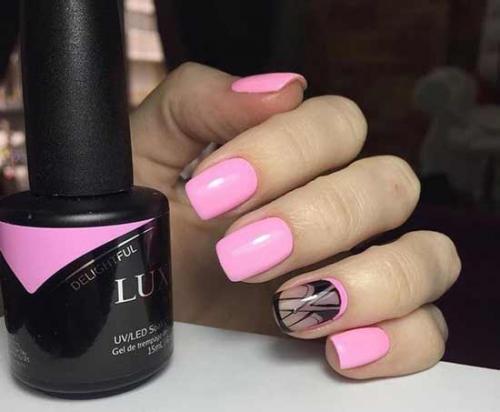 Розовый маникюр с блестками на безымянном пальце. Розовый маникюр с акцентом на безымянный палец: воплощение нежности