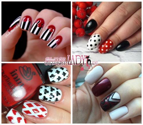 Маникюр красный с белым и черным. Красное, черное и немного белого. 60 идей с необычным сочетанием в маникюре
