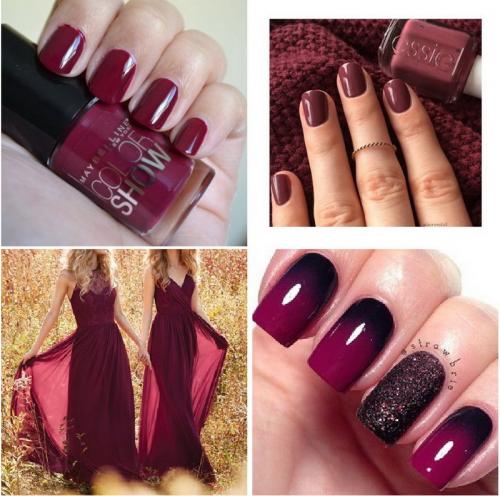 Маникюр к бордовому платью