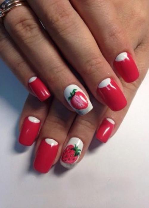 Маникюр клубника со сливками. Фото идеи создания клубничного маникюра 18 Маникюр клубника со сливками. Фото идеи создания клубничного маникюра 18