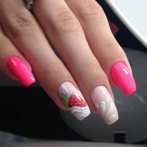 Маникюр клубника со сливками. Фото идеи создания клубничного маникюра 19 Маникюр клубника со сливками. Фото идеи создания клубничного маникюра 19