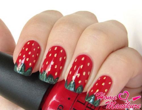 Клубника на ногтях пошагово. Яркий маникюр с сочными клубничками