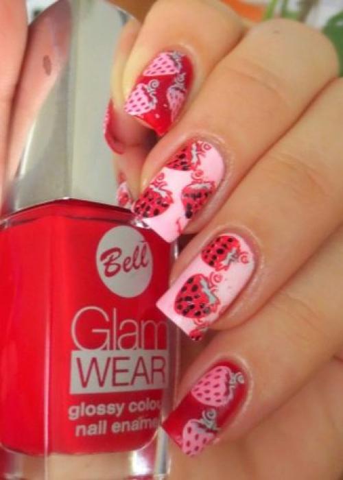 Маникюр клубника со сливками. Фото идеи создания клубничного маникюра 17 Маникюр клубника со сливками. Фото идеи создания клубничного маникюра 17