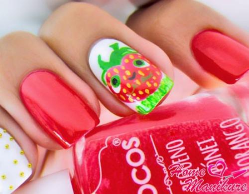 Клубника на ногтях пошагово. Яркий маникюр с сочными клубничками