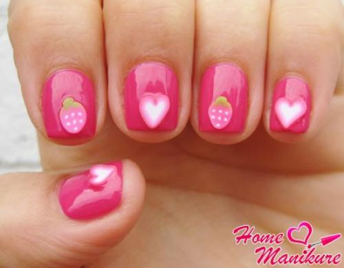 Клубника на ногтях пошагово. Яркий маникюр с сочными клубничками