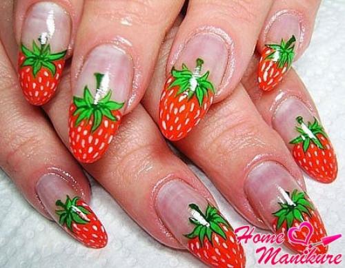Клубника на ногтях пошагово. Яркий маникюр с сочными клубничками