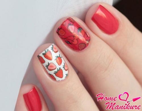Клубника на ногтях пошагово. Яркий маникюр с сочными клубничками
