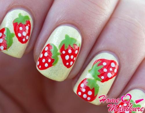 Клубника на ногтях пошагово. Яркий маникюр с сочными клубничками