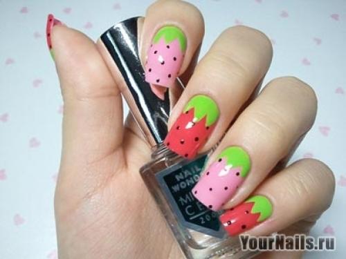 Маникюр клубника со сливками. Фото идеи создания клубничного маникюра 16 Маникюр клубника со сливками. Фото идеи создания клубничного маникюра 16