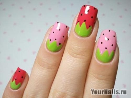 Маникюр клубника со сливками. Фото идеи создания клубничного маникюра 14 Маникюр клубника со сливками. Фото идеи создания клубничного маникюра 14